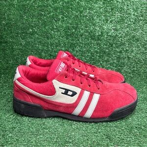 Diesel “A-OK” Men's Sneaker Shoes Size 10 Vintage Y2K Red Suede Upper